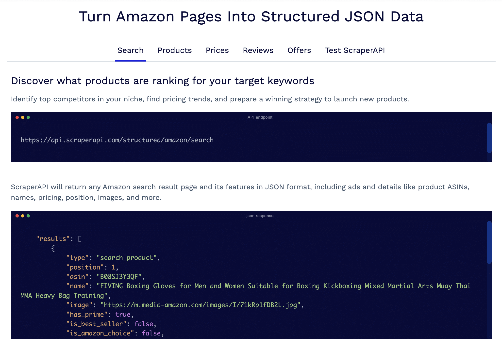 Amazon scraper visual