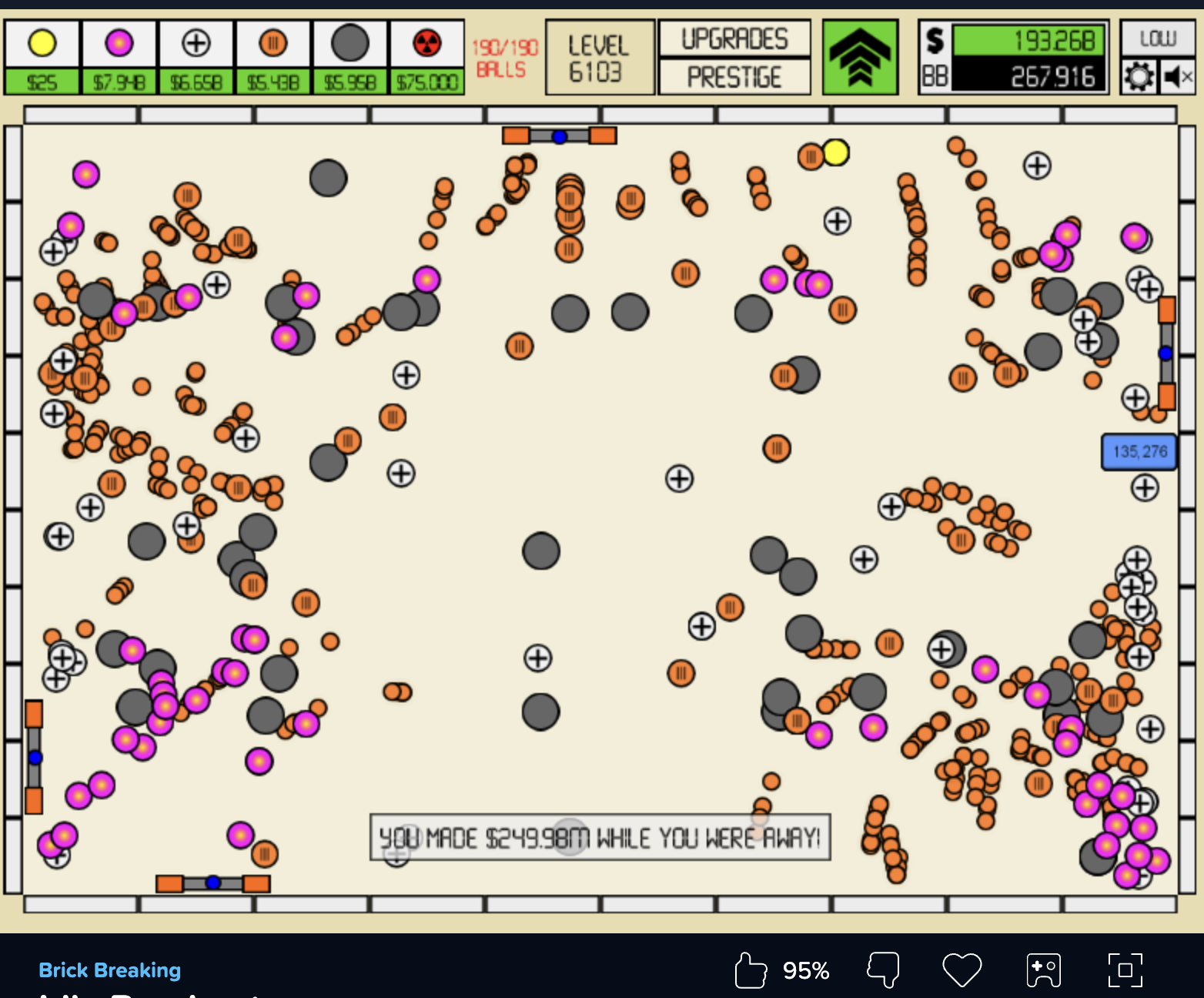 Idle breakout game Beat 6,000 levels