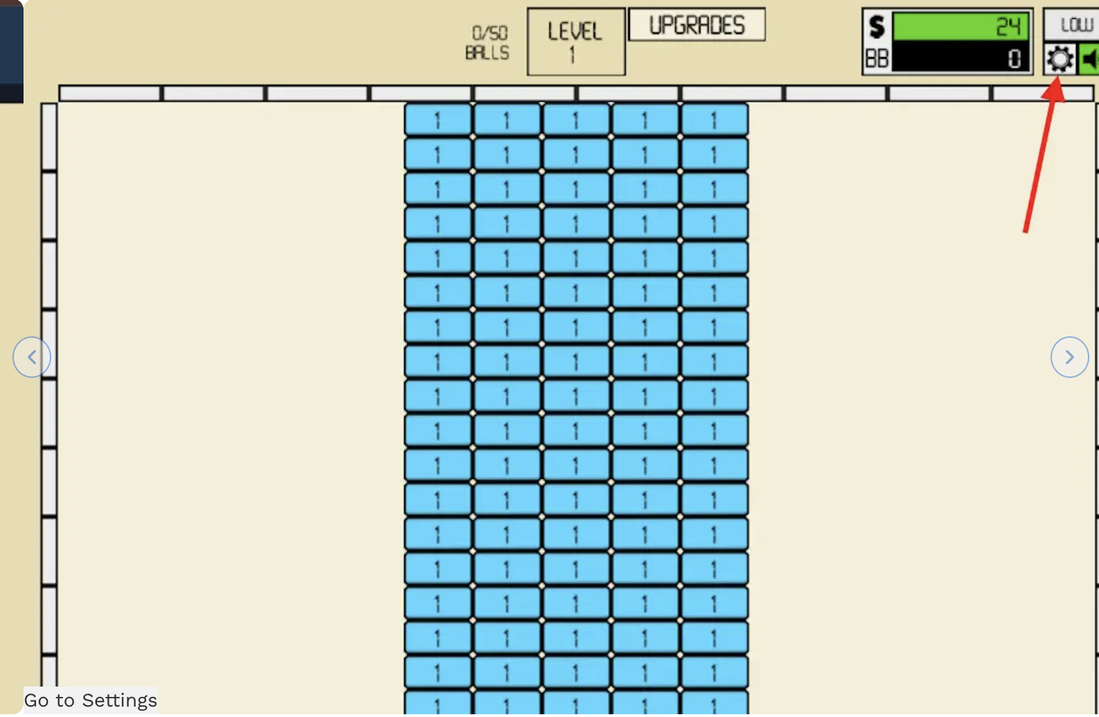 click on the settings icon - idle breakout codes